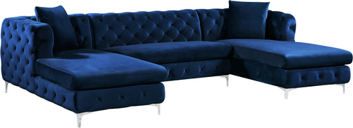 Gail Navy Velvet 3pc. Sectional - Just Furniture (PA) - Multi Location