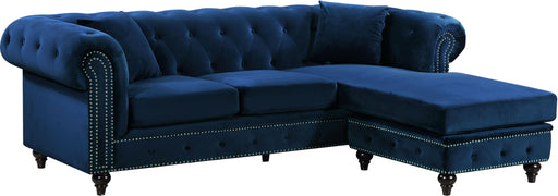 Sabrina Navy Velvet 2pc. Reversible Sectional - Just Furniture (PA) - Multi Location