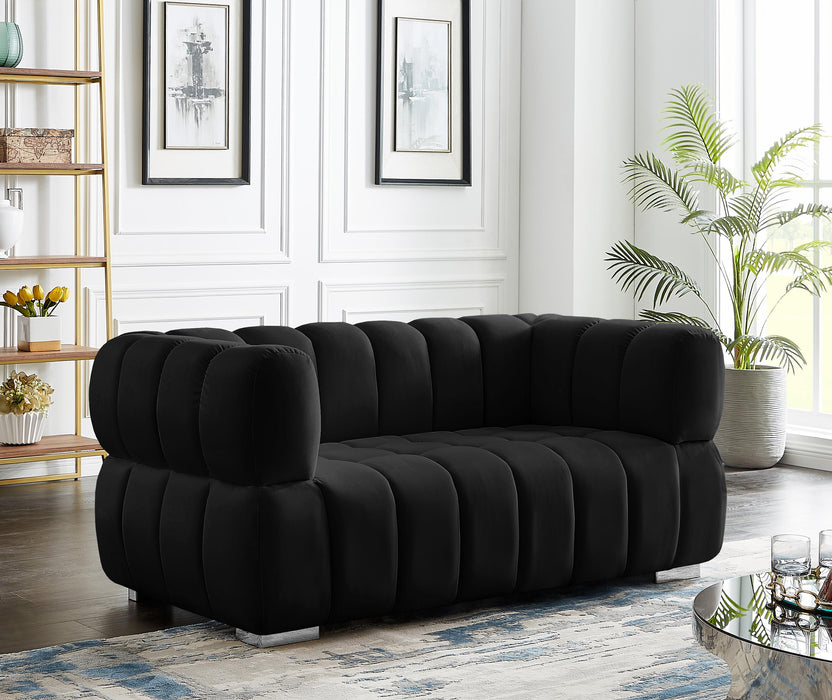 Gwen Black Velvet Loveseat - Just Furniture (PA) - Multi Location