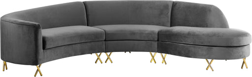 Serpentine Grey Velvet 3pc. Sectional - Just Furniture (PA) - Multi Location