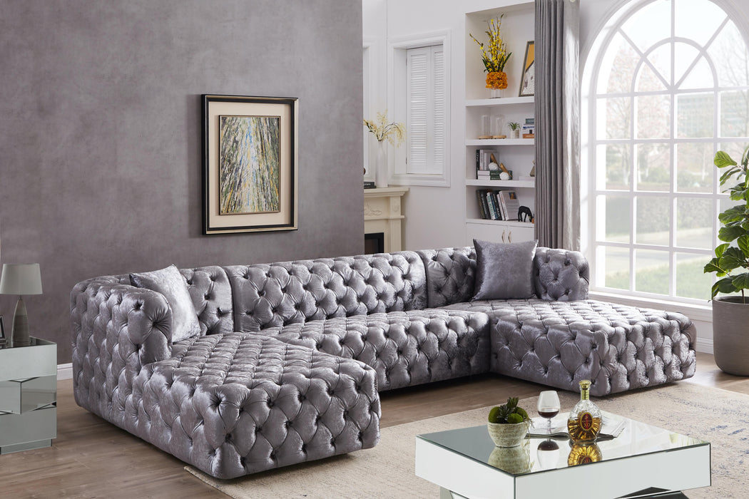 Coco Grey Velvet 3pc. Sectional (3 Boxes) - Just Furniture (PA) - Multi Location
