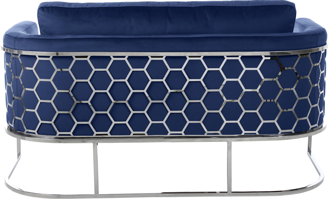 Casa Navy Velvet Loveseat - Just Furniture (PA) - Multi Location