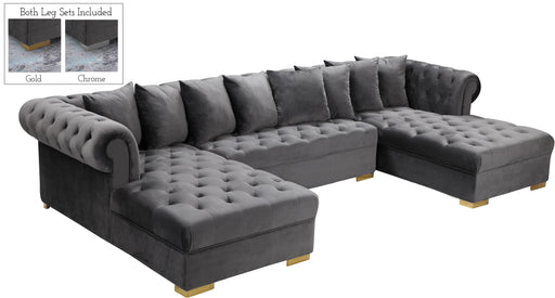 Presley Grey Velvet 3pc. Sectional - Just Furniture (PA) - Multi Location