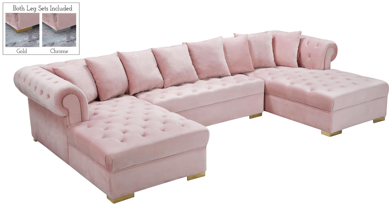 Presley Pink Velvet 3pc. Sectional - Just Furniture (PA) - Multi Location