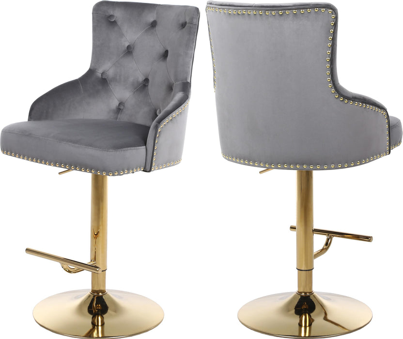Claude Grey Velvet Adjustable Stool - Just Furniture (PA) - Multi Location