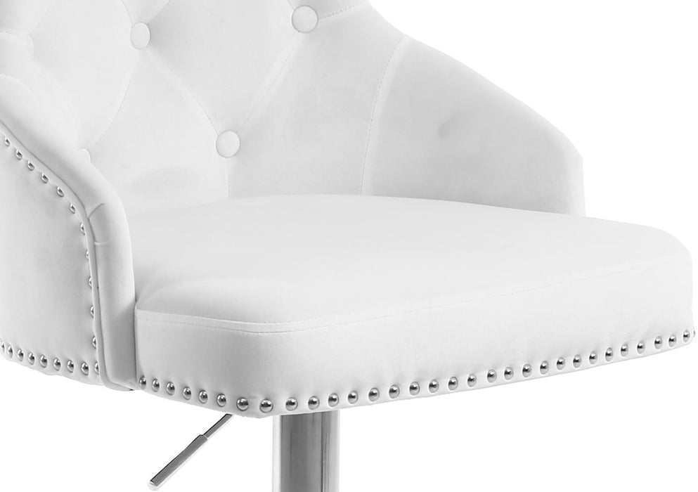 Claude White Velvet Adjustable Stool - Just Furniture (PA) - Multi Location