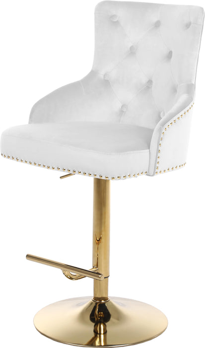 Claude White Velvet Adjustable Stool - Just Furniture (PA) - Multi Location