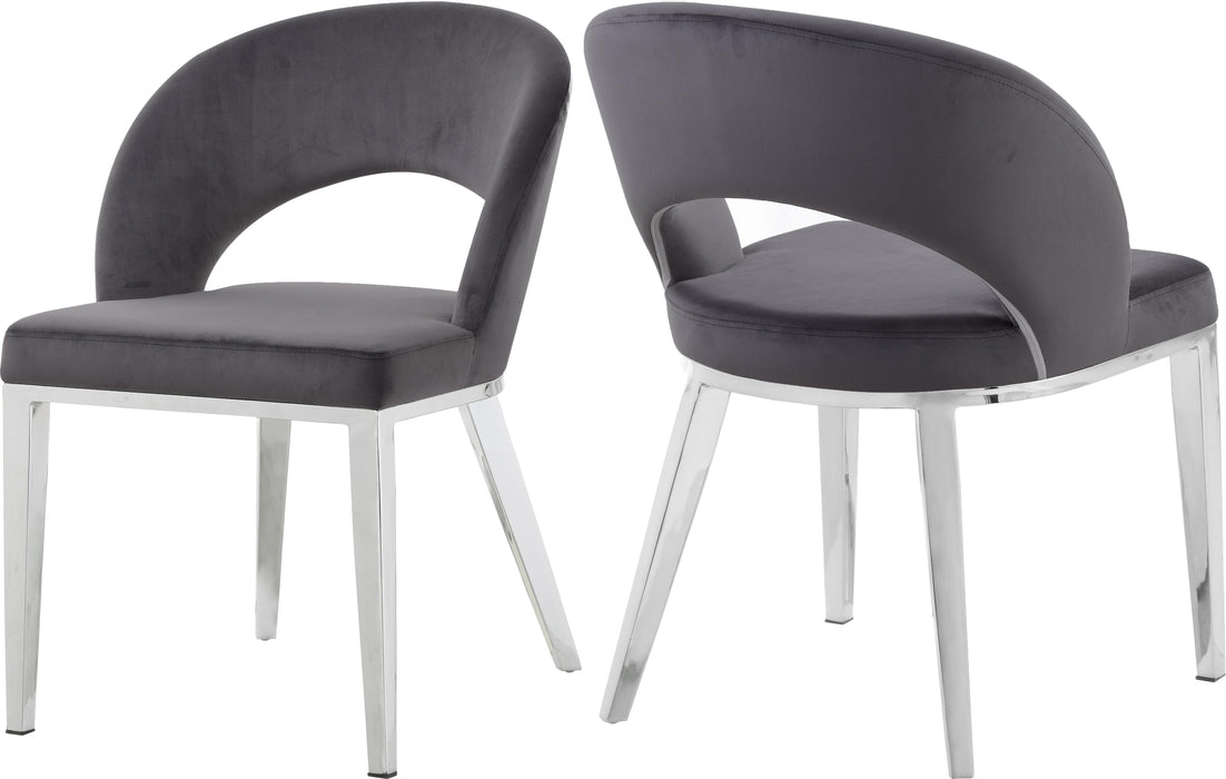 Roberto Grey Velvet Dining Chair