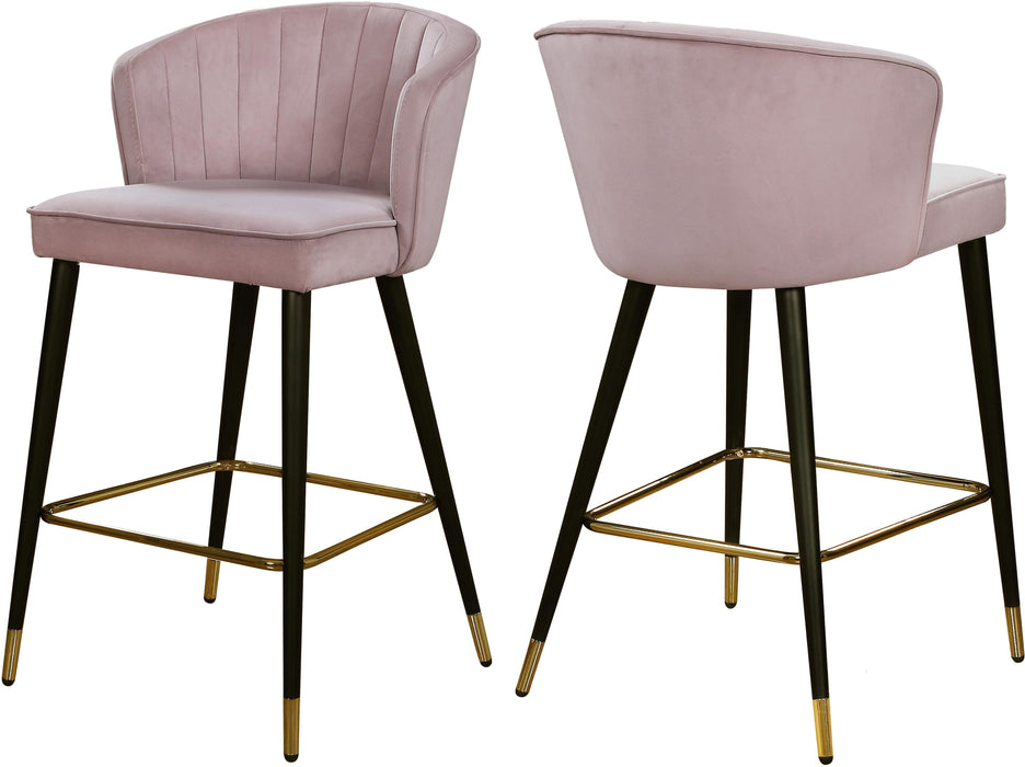 Cassie Pink Velvet Stool