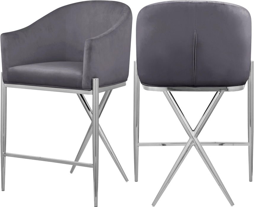 Xavier Grey Velvet Counter Stool - Just Furniture (PA) - Multi Location