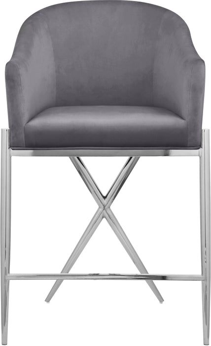 Xavier Grey Velvet Counter Stool - Just Furniture (PA) - Multi Location