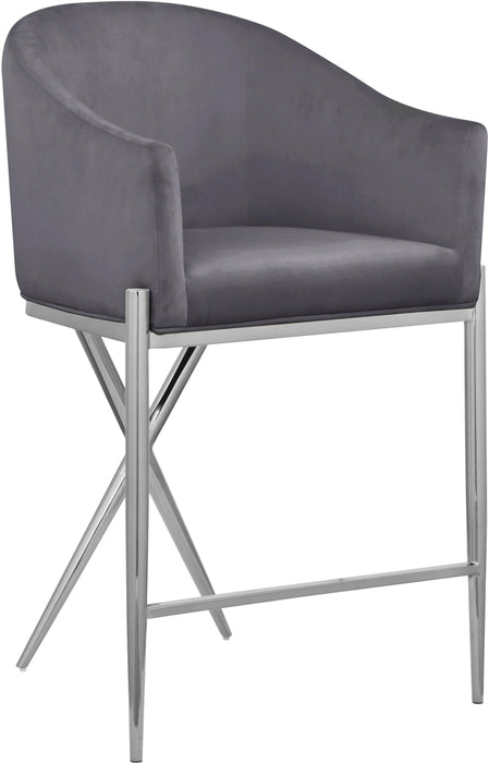Xavier Grey Velvet Counter Stool - Just Furniture (PA) - Multi Location