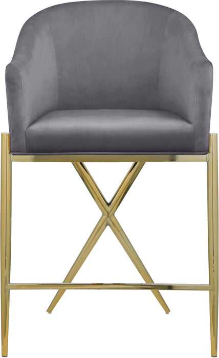 Xavier Grey Velvet Counter Stool - Just Furniture (PA) - Multi Location