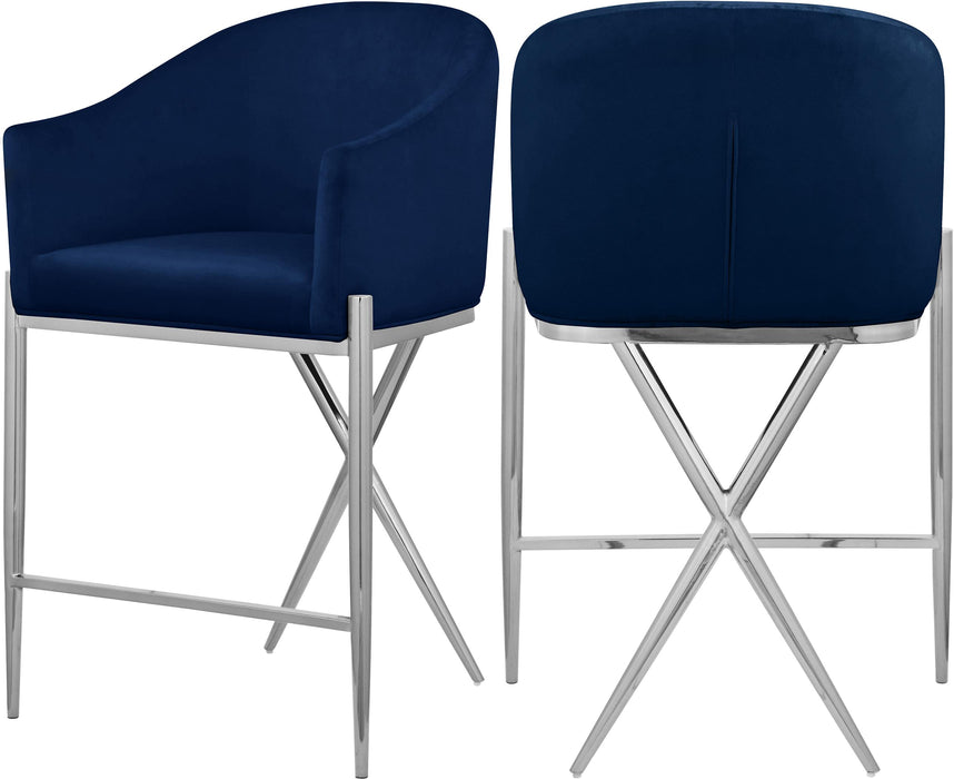Xavier Navy Velvet Counter Stool - Just Furniture (PA) - Multi Location