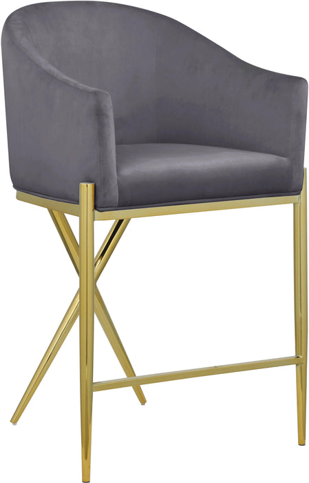 Xavier Grey Velvet Counter Stool - Just Furniture (PA) - Multi Location