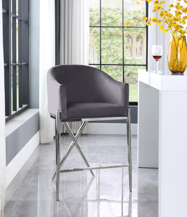 Xavier Grey Velvet Counter Stool - Just Furniture (PA) - Multi Location