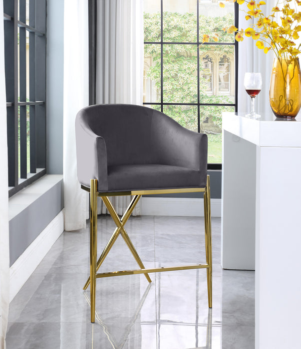 Xavier Grey Velvet Counter Stool - Just Furniture (PA) - Multi Location