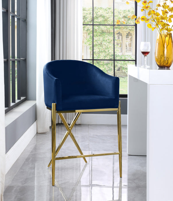 Xavier Navy Velvet Counter Stool - Just Furniture (PA) - Multi Location