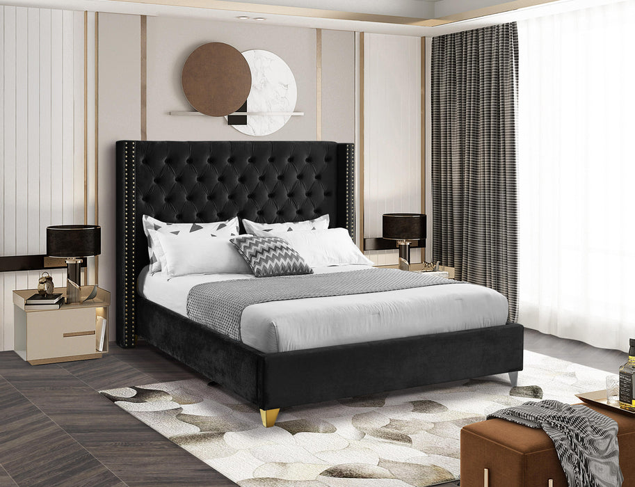 Barolo Black Velvet Queen Bed - Just Furniture (PA) - Multi Location