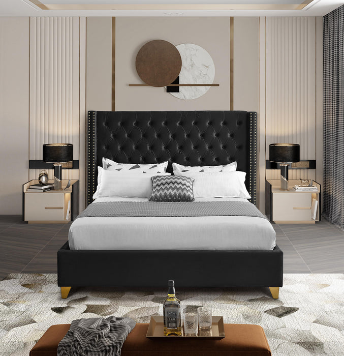 Barolo Black Velvet Queen Bed - Just Furniture (PA) - Multi Location