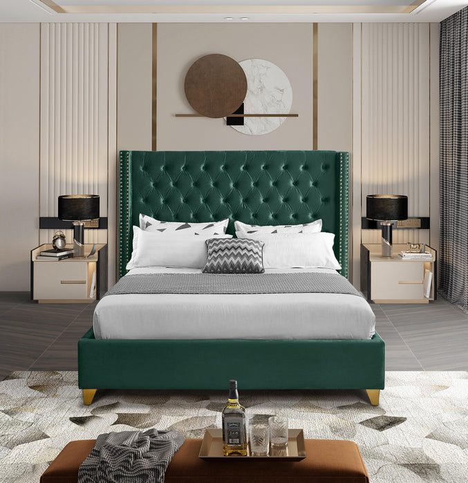 Barolo Green Velvet Queen Bed - Just Furniture (PA) - Multi Location