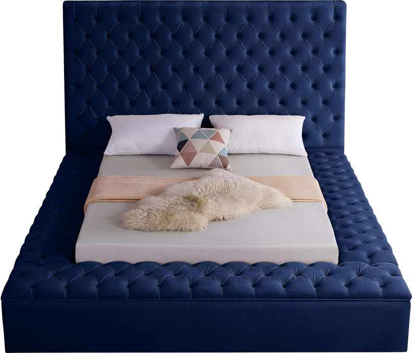 Bliss Navy Velvet Queen Bed (3 Boxes) - Just Furniture (PA) - Multi Location