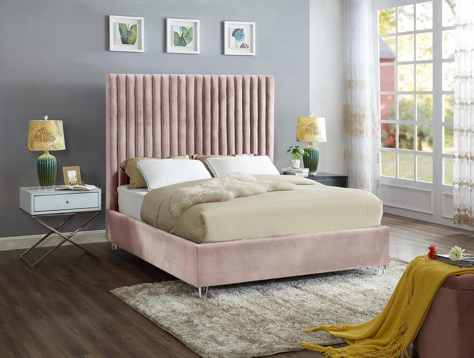 Candace Pink Velvet Full Bed - Just Furniture (PA) - Multi Location