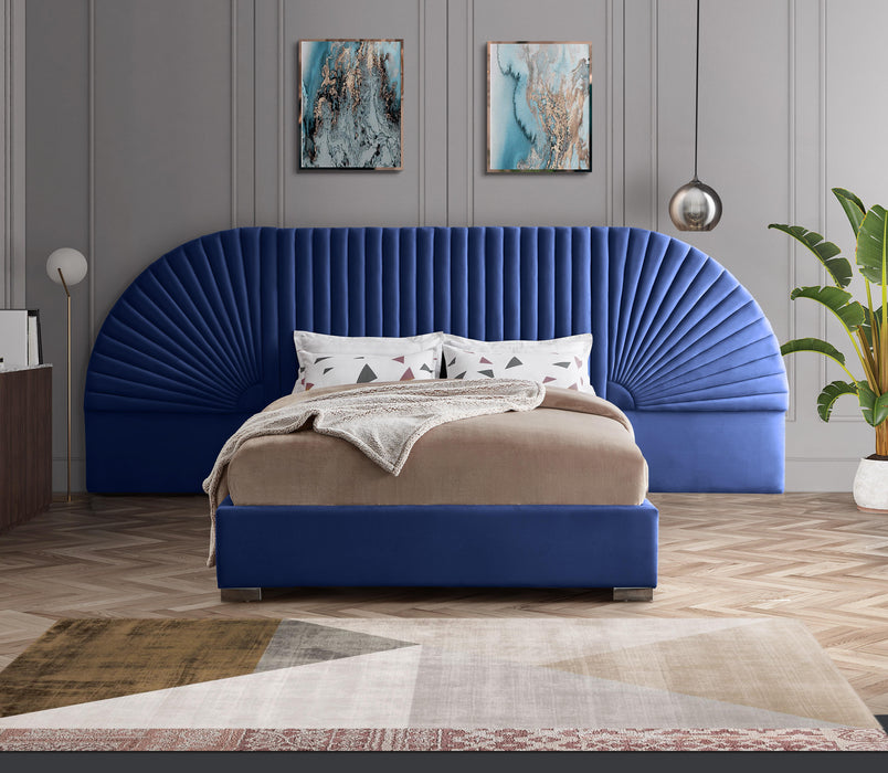 Cleo Navy Velvet King Bed (3 Boxes) - Just Furniture (PA) - Multi Location