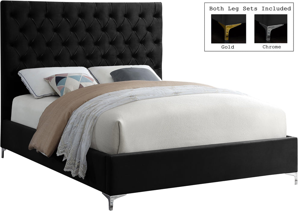 Cruz Black Velvet Full Bed - Just Furniture (PA) - Multi Location