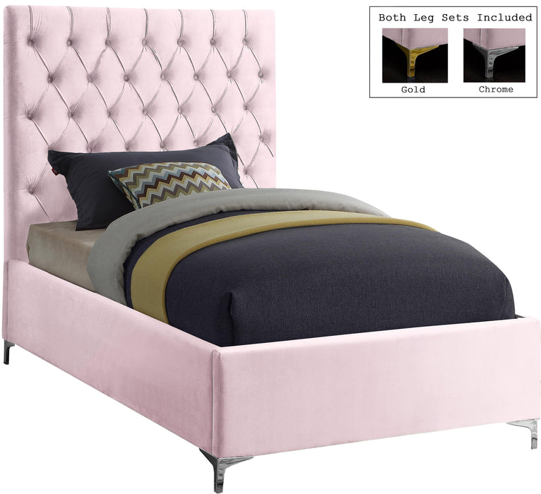 Cruz Pink Velvet Twin Bed - Just Furniture (PA) - Multi Location