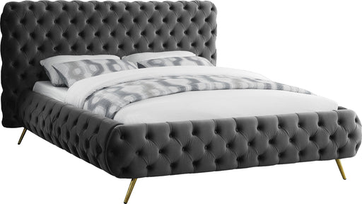 Delano Grey Velvet King Bed - Just Furniture (PA) - Multi Location