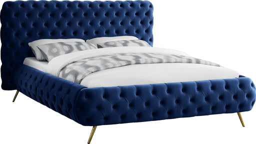 Delano Navy Velvet Queen Bed - Just Furniture (PA) - Multi Location