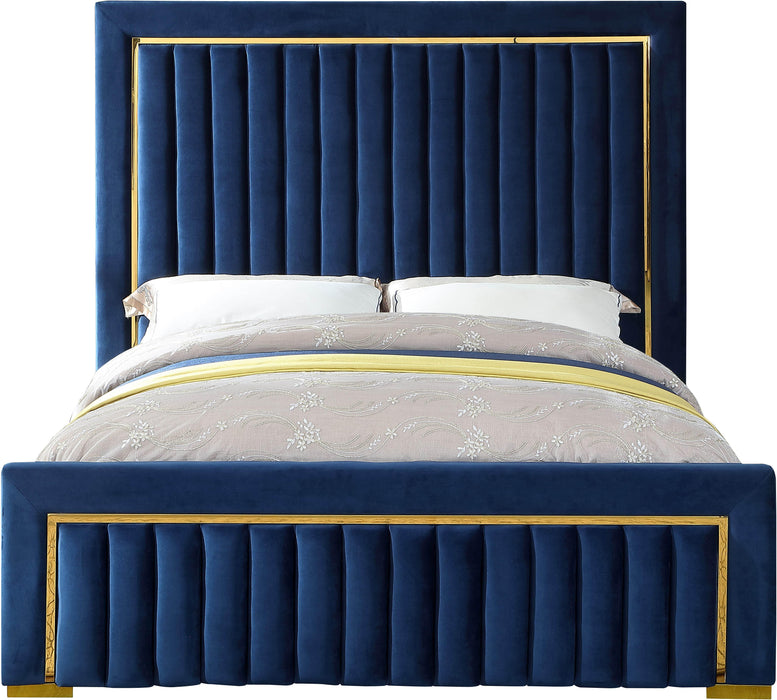 Dolce Navy Velvet Queen Bed (3 Boxes) - Just Furniture (PA) - Multi Location