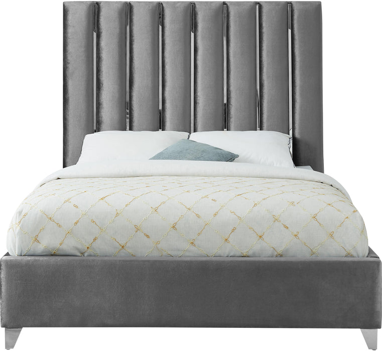 Enzo Grey Velvet King Bed - Just Furniture (PA) - Multi Location