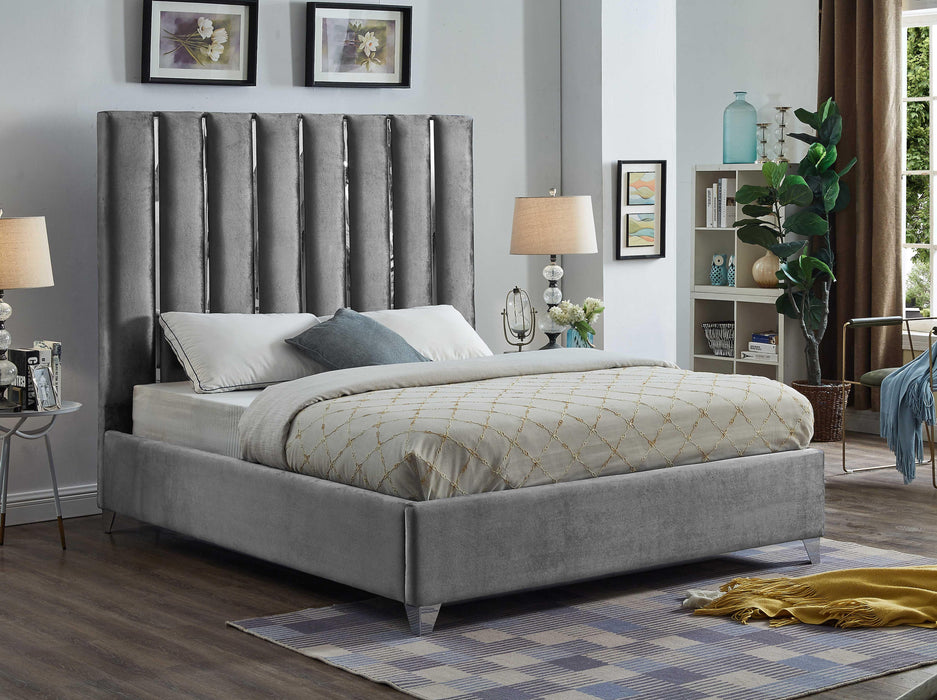 Enzo Grey Velvet King Bed - Just Furniture (PA) - Multi Location
