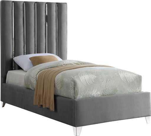 Enzo Grey Velvet Twin Bed - Just Furniture (PA) - Multi Location