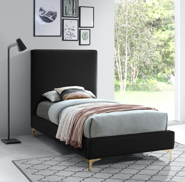 Geri Black Velvet Twin Bed - Just Furniture (PA) - Multi Location
