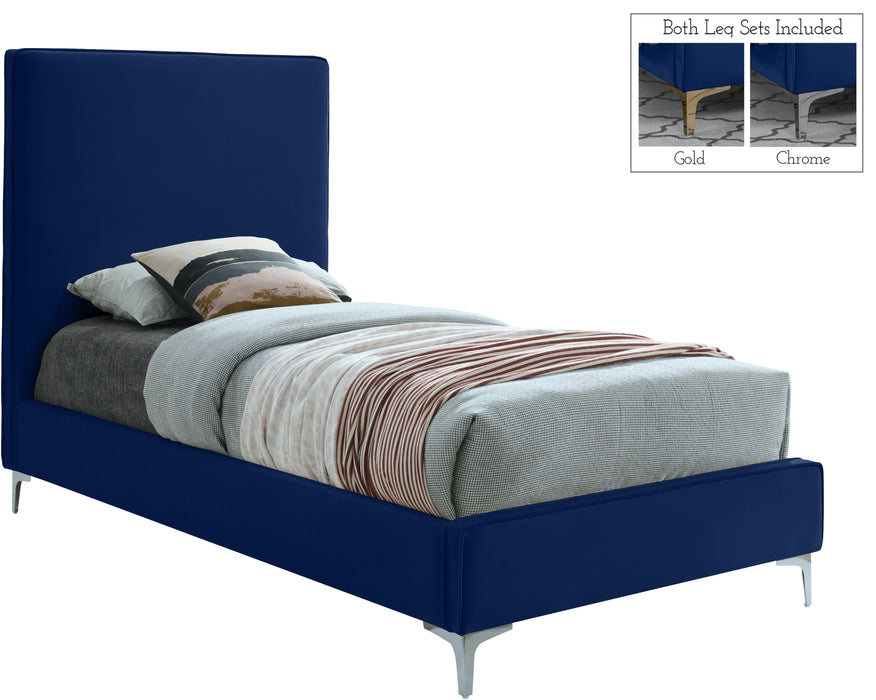 Geri Navy Velvet Twin Bed - Just Furniture (PA) - Multi Location