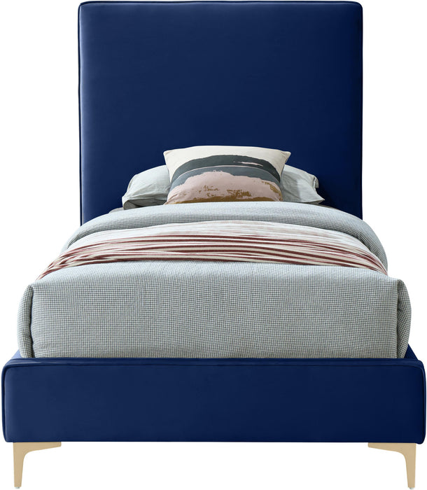 Geri Navy Velvet Twin Bed - Just Furniture (PA) - Multi Location