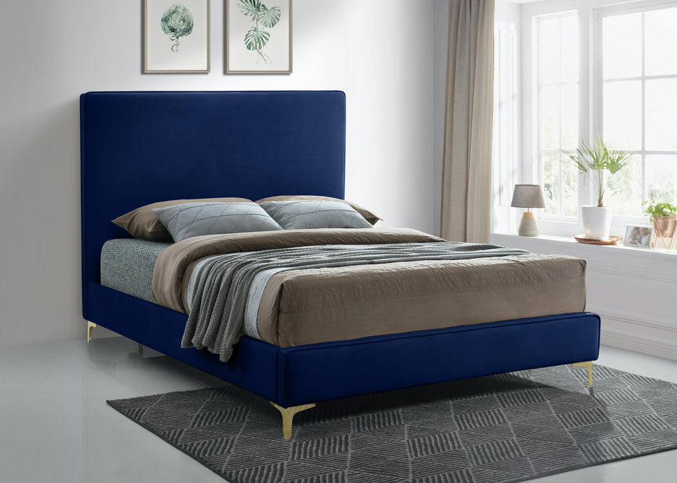 Geri Navy Velvet Full Bed - Just Furniture (PA) - Multi Location
