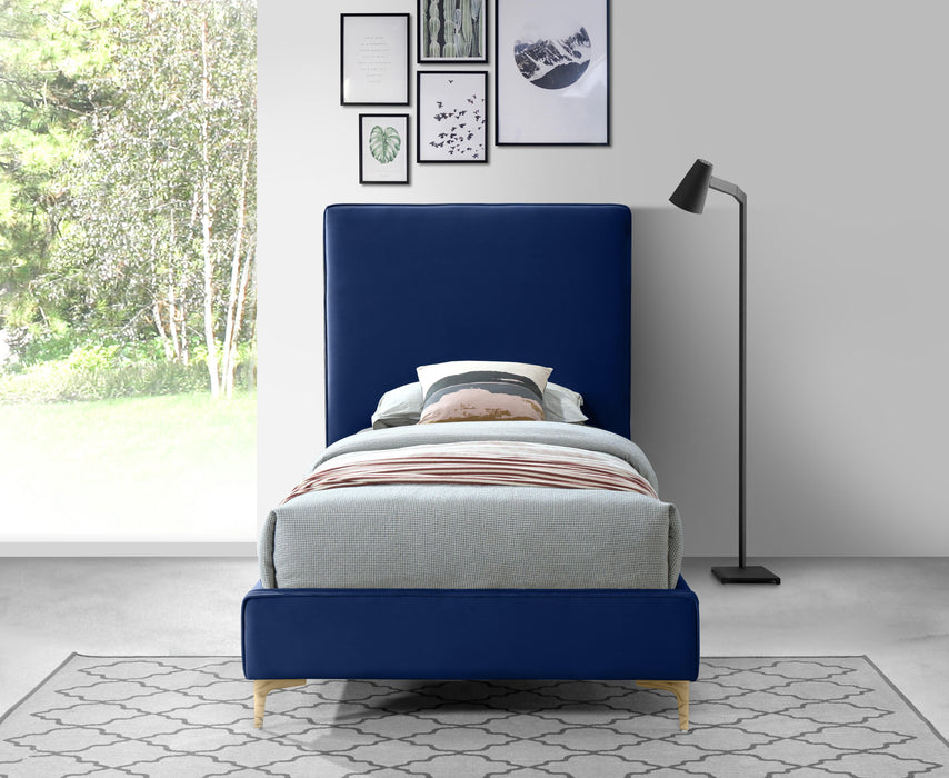 Geri Navy Velvet Twin Bed - Just Furniture (PA) - Multi Location