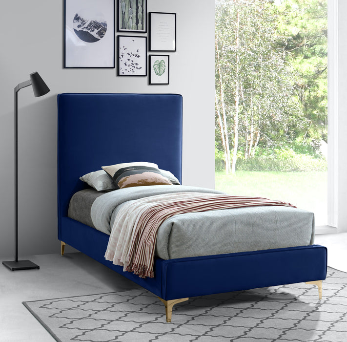 Geri Navy Velvet Twin Bed - Just Furniture (PA) - Multi Location