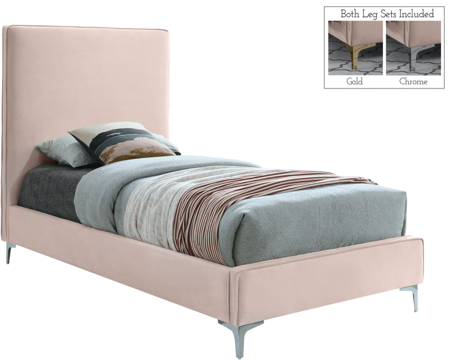 Geri Pink Velvet Twin Bed - Just Furniture (PA) - Multi Location