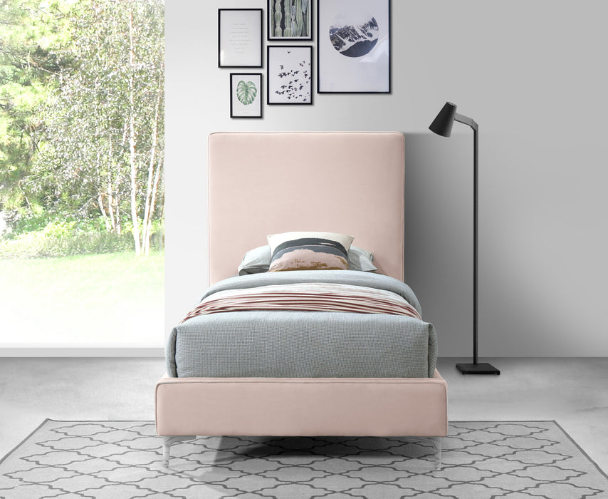 Geri Pink Velvet Twin Bed - Just Furniture (PA) - Multi Location