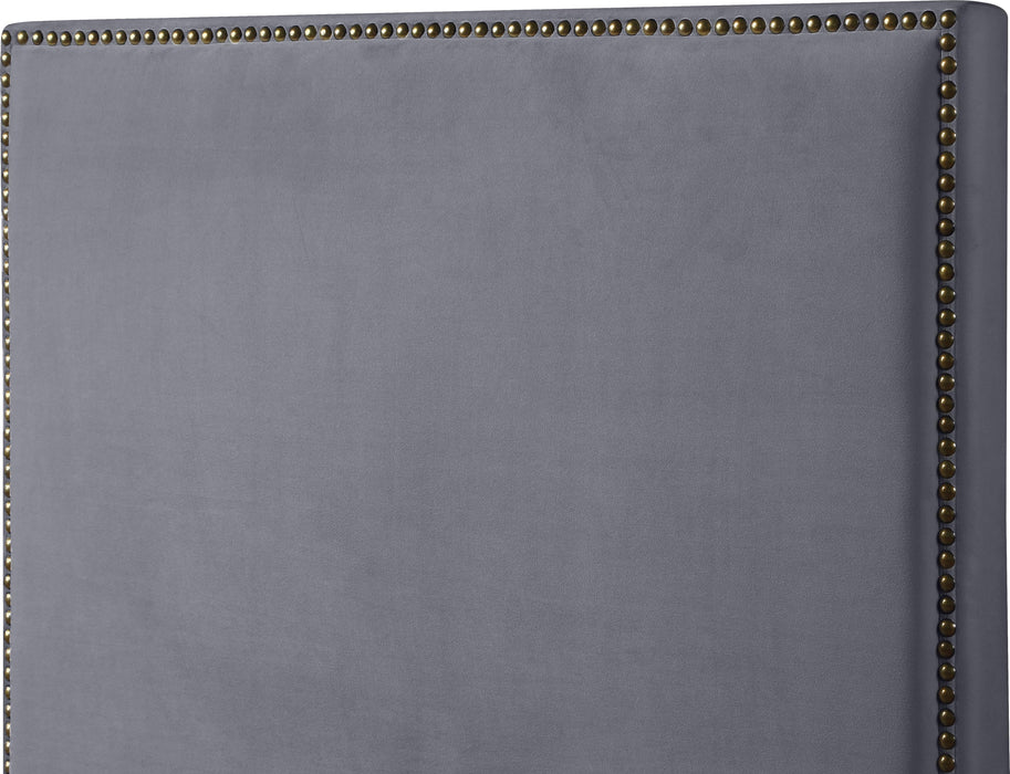 Harlie Grey Velvet King Bed - Just Furniture (PA) - Multi Location