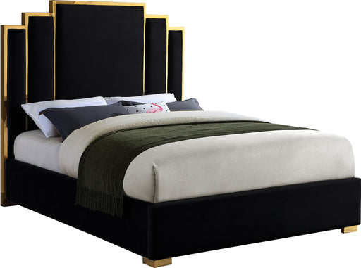 Hugo Black Velvet Queen Bed - Just Furniture (PA) - Multi Location