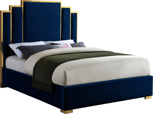 Hugo Navy Velvet King Bed - Just Furniture (PA) - Multi Location