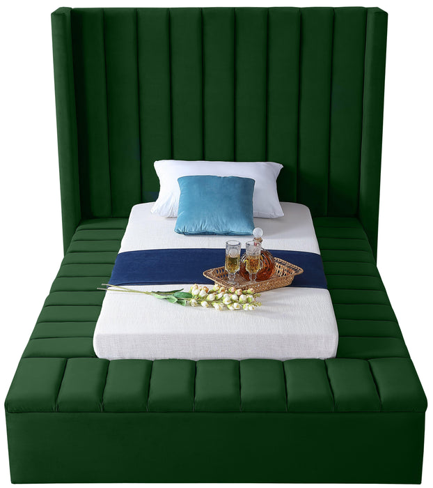 Kiki Green Velvet Twin Bed (3 Boxes) - Just Furniture (PA) - Multi Location