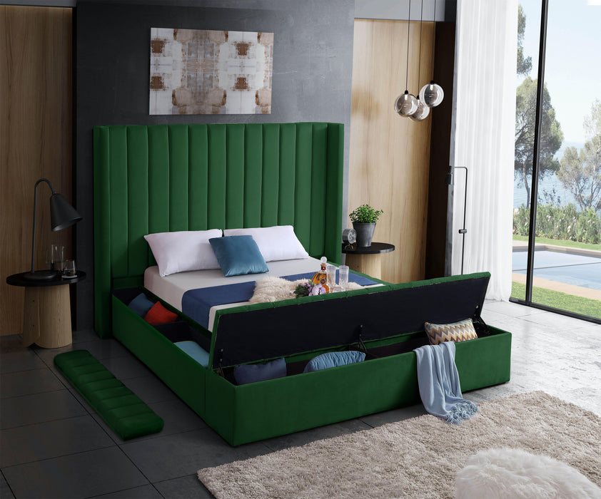 Kiki Green Velvet Full Bed (3 Boxes) - Just Furniture (PA) - Multi Location
