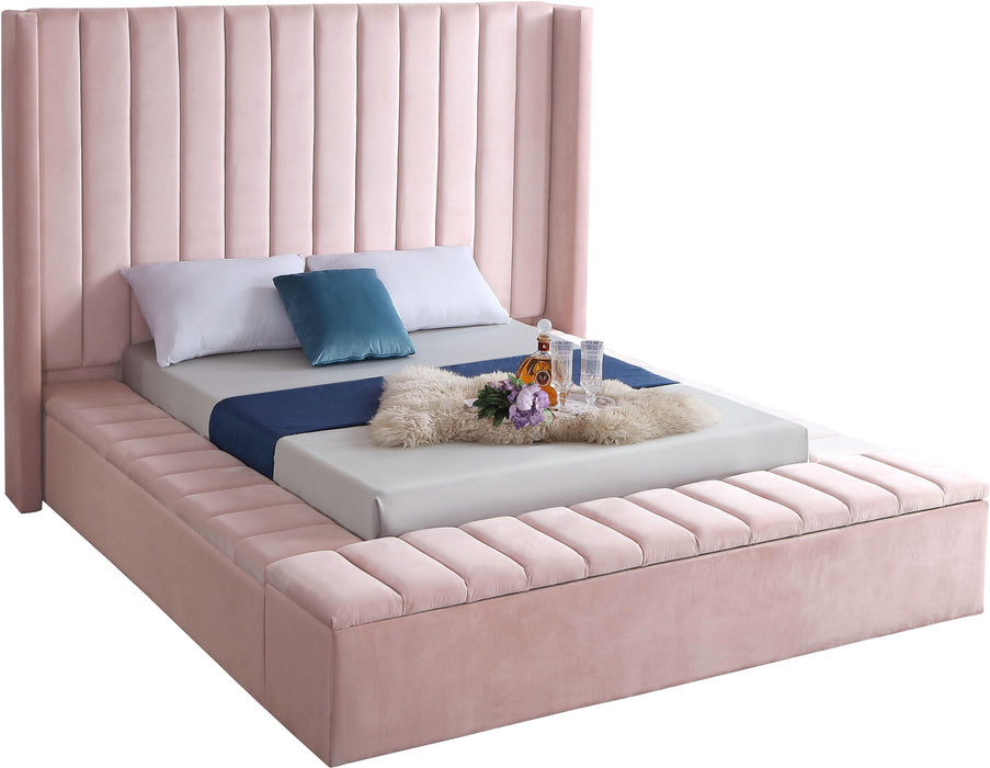 Kiki Pink Velvet Full Bed (3 Boxes) - Just Furniture (PA) - Multi Location